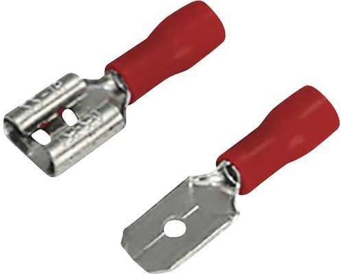 Set papuci auto izolați mamă & tată Commel 0,5-1,5 mm² / 6,3x0,8 mm, 10 perechi, culoare roșie Set papuci auto izolați mamă & tată Commel 0,5-1,5 mm² / 6,3x0,8 mm, 10 perechi, culoare roșie