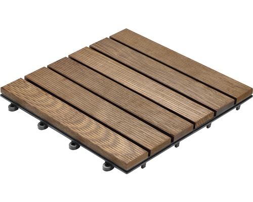 Dală sistem click frasin tratat termic 30x30 cm maro Placă de terasă din lemn