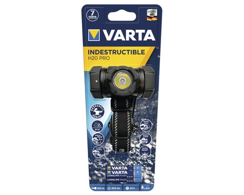 Lanternă frontală Varta Indestructible H20 Pro în ambalaj
