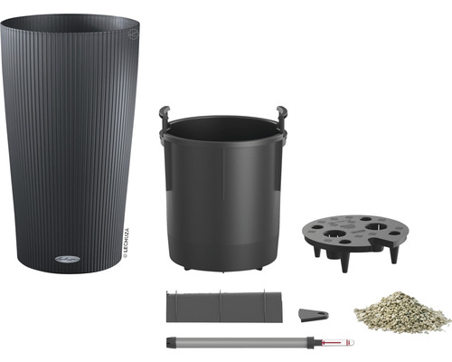 Set complet Lechuza Classico LS 43, inclusiv căptușeală pentru plante, indicator de nivel al apei și substrat