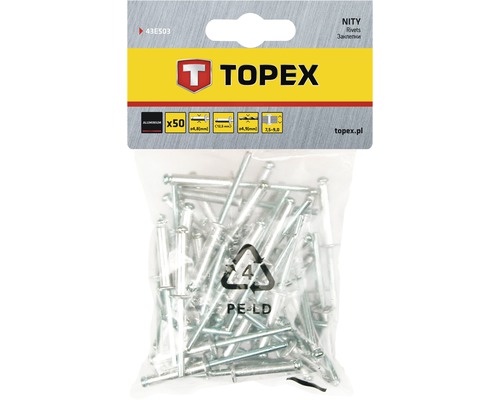 Pop-nituri Topex Ø4,8x12,5 mm aluminiu/oțel, pachet 50 bucăți