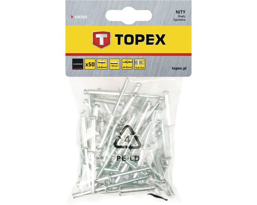 Pop-nituri Topex Ø4,8x18 mm aluminiu/oțel, pachet 50 bucăți