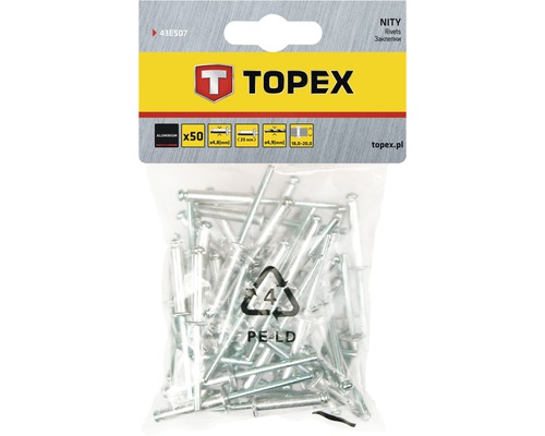 Pop-nituri Topex Ø4,8x23 mm aluminiu/oțel, pachet 50 bucăți