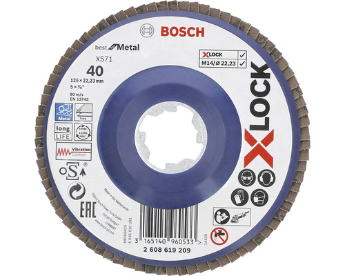 Disc lamelar pentru șlefuit Bosch Zubehör Ø125mm, granulație 40, pentru mandrină X-LOCK System