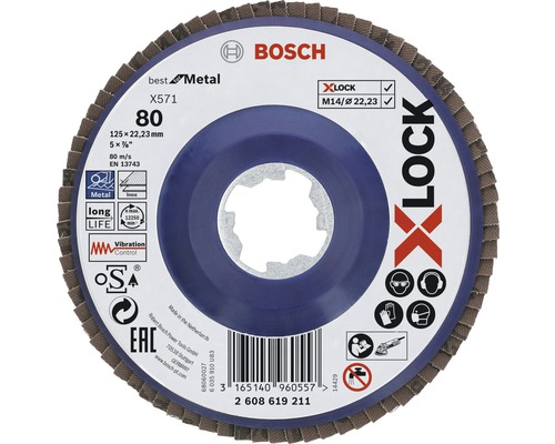 Disc lamelar pentru șlefuit Bosch Zubehör Ø125mm, granulație 80, pentru mandrină X-LOCK System-0