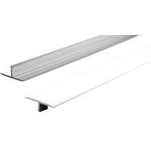 Două profile T din aluminiu și plastic pentru îmbinarea podelelor