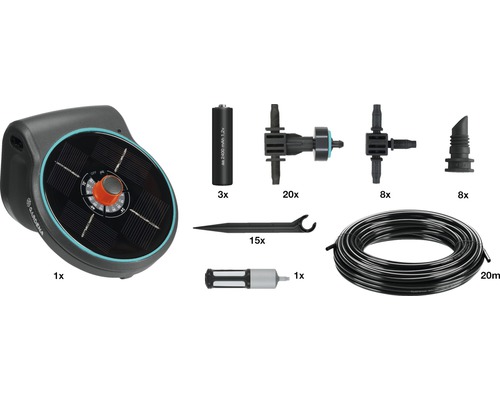 Set de irigare pentru vacanță Gardena cu computer de irigare, baterii, picurătoare, conectori și furtun