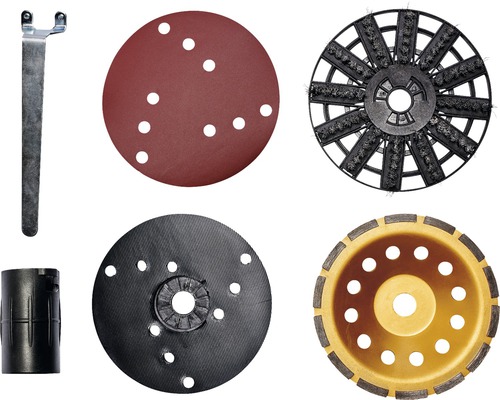 Set cu scule de șlefuit și accesorii pentru prelucrarea suprafețelor