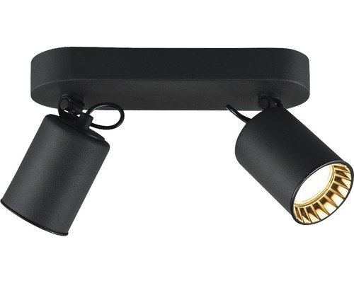 Lumină de tavan neagră cu două spoturi