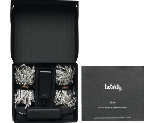 Ghirlandă luminoasă Twinkly Icicle în ambalaj deschis