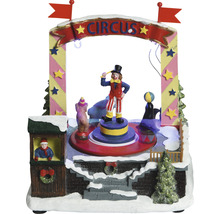 Scenă de circ decorativă cu figurine și iluminare