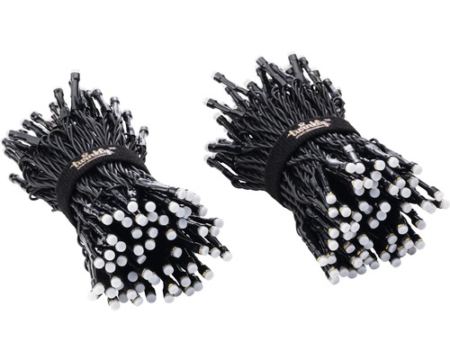 Două lanțuri luminoase cu LED-uri legate cu o bandă