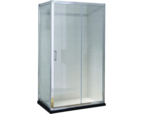 Cabină de duș dreptunghiulară Belform Clear 110x70 cm, ușă culisantă, sticlă securizată 6 mm, tratament nanoglass