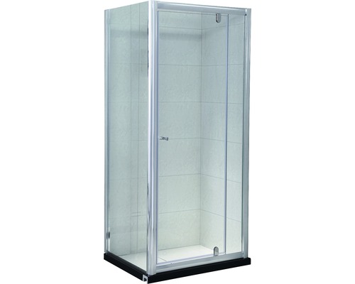 Cabină de duș dreptunghiulară Belform Clear 90x70 cm, ușă batantă, sticlă securizată 6 mm, tratament nanoglass