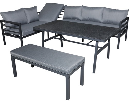 Set mobilier grădină/terasă Garden Place Freya Alu 8 locuri 4 piese aluminiu antracit