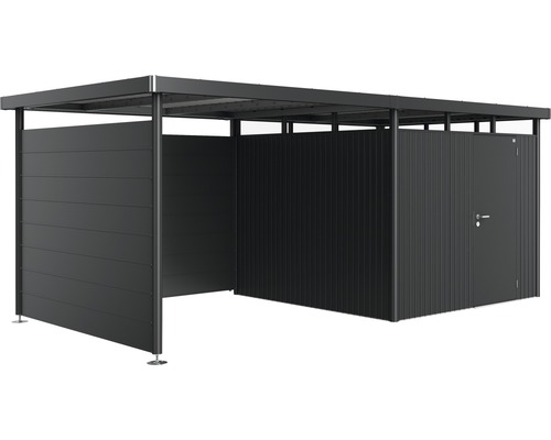 Magazie de scule metalică cu acoperiș plat și ușă