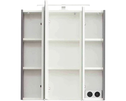 Dulap cu oglindă deschis cu rafturi