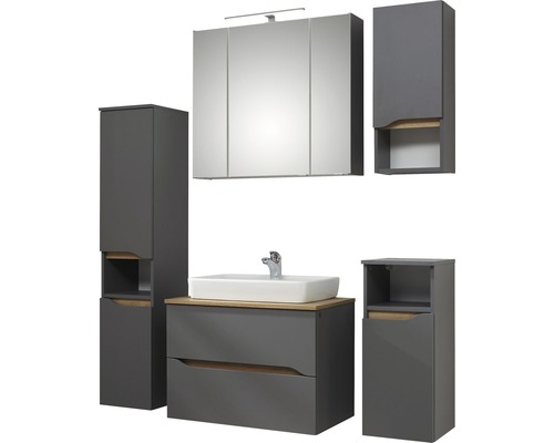 Set mobilier de baie cu dulap de bază pentru lavoar, lavoar, dulap cu oglindă și dulapuri înalte