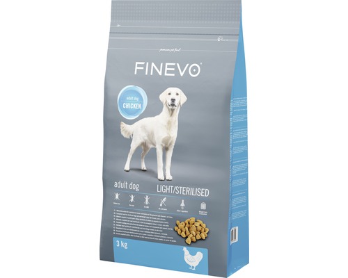Hrană uscată pentru câini FINEVO Light/Sterilised cu pui 3 kg