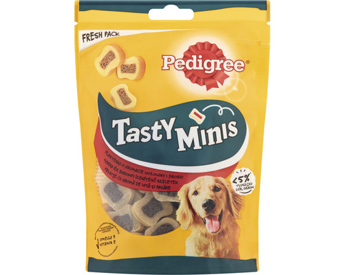 Snack pentru câini Pedigree Tasty Minis felii gumate cu vită și pasăre 155 g