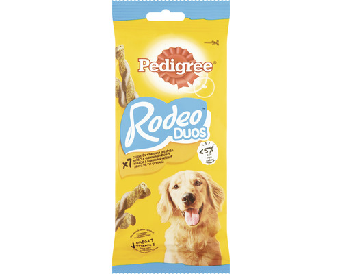 Snack pentru câini Pedigree Rodeo Duos cu bacon și pui 123 g Pachet gustări pentru câini Pedigree Rodeo Duos