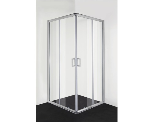 Cabină de duș pătrată BQ90C sticlă securizată transparentă tratată Easy-Clean profil cromat 90x90x190 cm