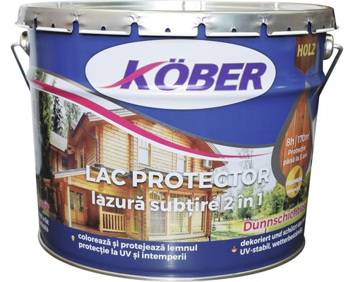 Lac protector Köber lazură subțire 2 în 1 incolor 10 l Recipient cu lazură pentru lemn KÖBER Lack Protector