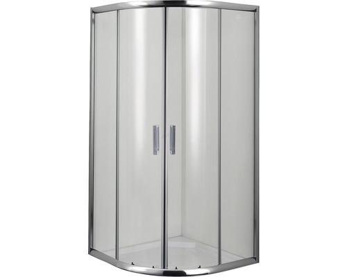 Cabină de duș semirotundă Q80C sticlă securizată transparentă tratată Easy-Clean profil cromat 80x80x190 cm