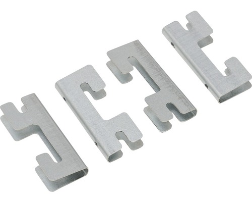 Set cleme de îmbinare pentru rafturile metalice Kovona Futur & Drumy, 4 piese Patru conectori metalici cu decupaje pentru conectarea componentelor