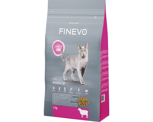 Hrană uscată pentru pisici FINEVO Sensitive cu miel 2 kg-0
