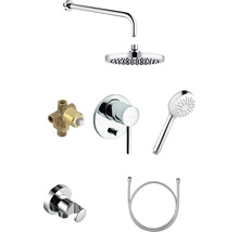 Set complet de duș cu duș fix, duș de mână, braț de duș, termostat și furtun de duș