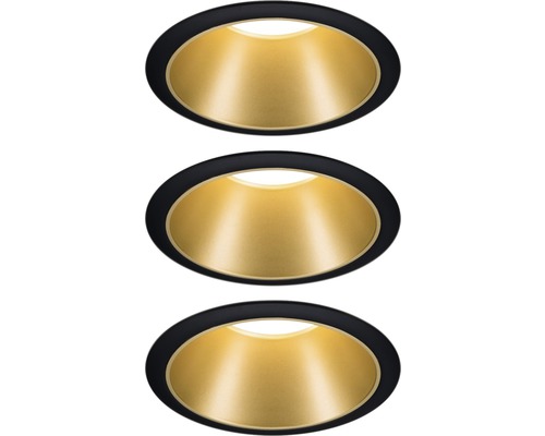 Spot LED încastrat Paulmann Cole Coin 6,5W 460 lumeni, 2700K, negru auriu, pachet 3 bucăți