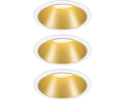 Spot LED încastrat Paulmann Cole Coin 6,5W 460 lumeni, 2700K, alb auriu, pachet 3 bucăți