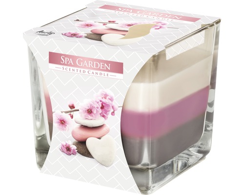 Lumânare parfumată LCA pahar în 3 culori Spa SNK80-254 durata de ardere 32 h Lumânare parfumată în recipient de sticlă cu motiv Spa Garden