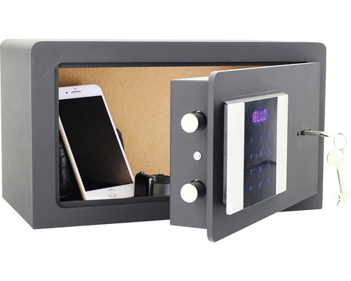 Seif de mobilă deschisă cu blocare digitală cu combinație și chei