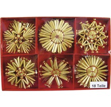 Set de 18 stele din paie ca decorațiuni pentru pomul de Crăciun