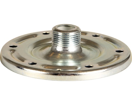 Flanșă metalică cu racord filetat și găuri de fixare