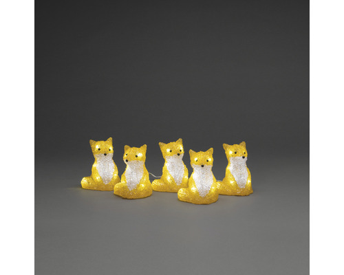 Set vulpi Konstsmide din acril cu LED 5 buc. Cinci sculpturi luminoase de vulpe ca decor