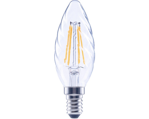 Bec LED variabil Flair E14 4W 470 lumeni, glob clar lumânare rotită, lumină caldă