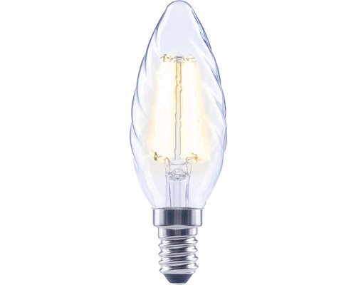 Bec LED din sticlă transparentă în formă de lumânare răsucită cu soclu E14