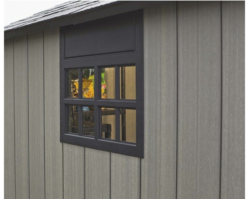 Prim-plan al unei căsuțe de grădină cu fereastră