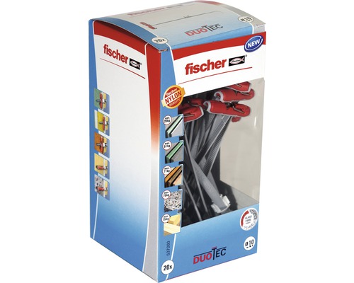 Fischer DuoTec diblu basculant 10 mm în cutie de carton, 20 bucăți