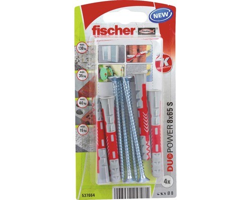 Dibluri Fischer Duopower 8x65 S, set de patru bucăți