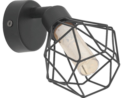 Lumină de perete neagră cu abajur geometric din sârmă