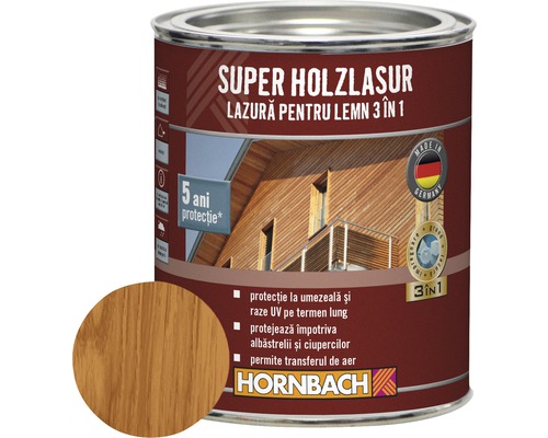 Lazură pentru lemn 3 în 1 Super Holzlasur teak 0,75 l