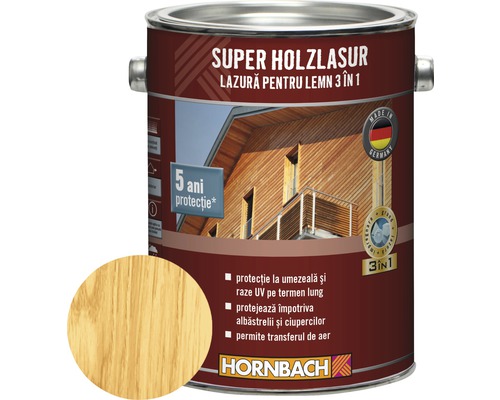 Lazură pentru lemn 3 în 1 Super Holzlasur pin 2,5 l