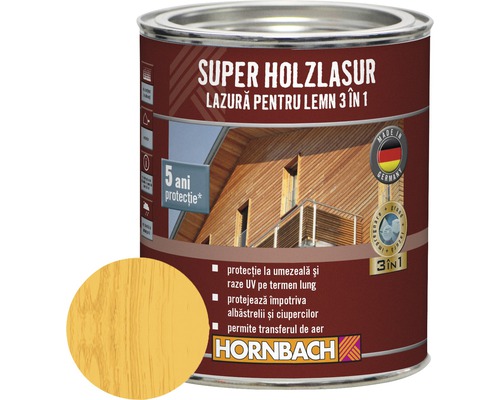 Lazură pentru lemn 3 în 1 Super Holzlasur pin-larice 0,75 l