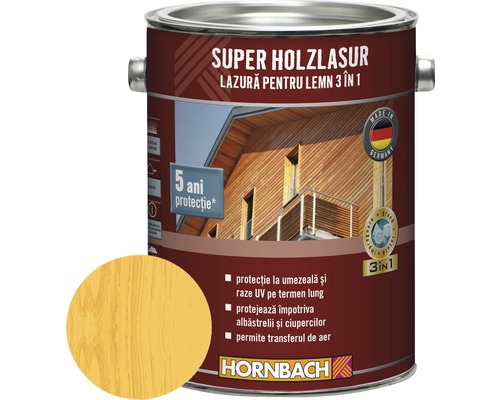 Lazură pentru lemn 3 în 1 Super Holzlasur pin-larice 2,5 l-0