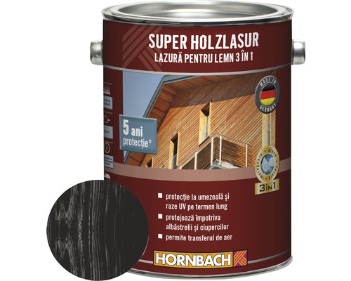 Lazură pentru lemn 3 în 1 Super Holzlasur antracit 2,5 l-0