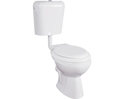 Set vas WC cu rezervor, mecanism și capac Zoom Combo, evacuare orizontală, alb Toaletă albă de podea cu rezervor